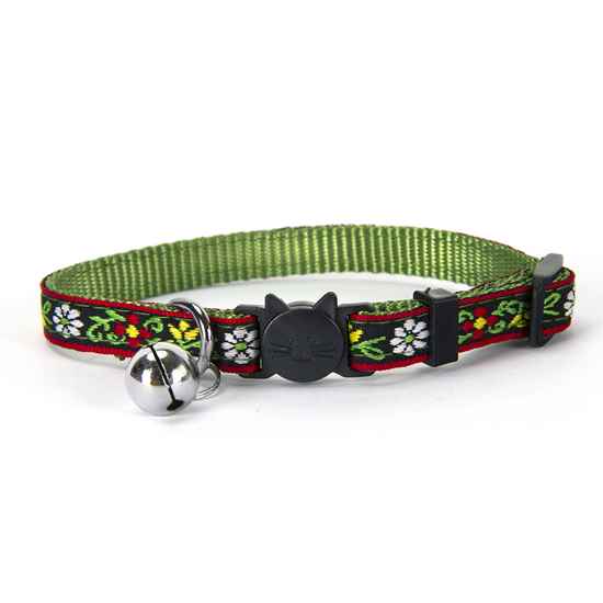 Picture of COLLAR CAT SIMON'S NYLON SNAG FREE BREAKAWAY Adj Flower Green - each