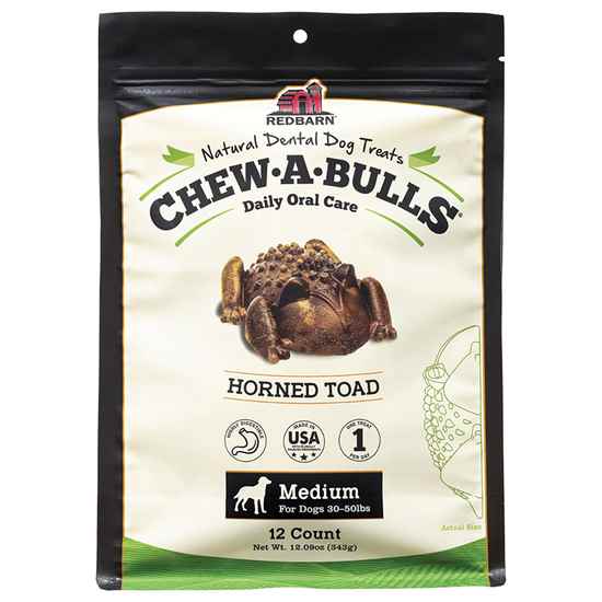 Picture of TREAT CANINE REDBARN CHEW-A-BULLS TOAD Medium - 12/pk