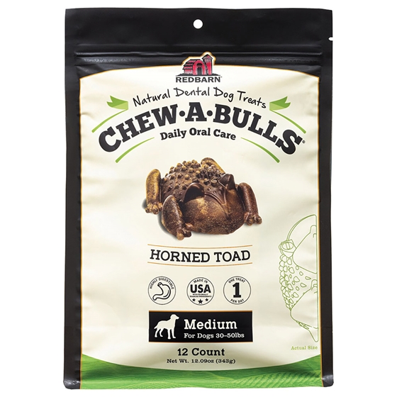 Picture of TREAT CANINE REDBARN CHEW-A-BULLS TOAD Medium - 12/pk