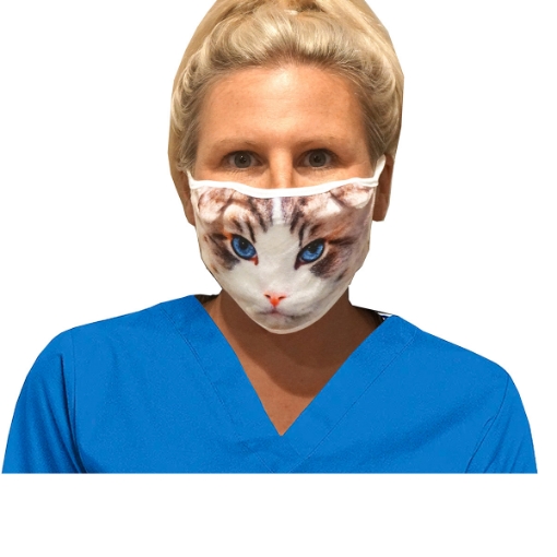 Picture of FACE MASK CLOTH FUN FELINE FACE (J1541) - 2/pk