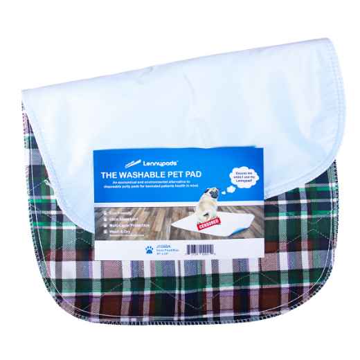 Picture of TRAINING PET PAD WASHABLE GREEN PLAID/BLUE BACKSIDE(J1588A) - 18in x 24in