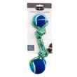 Picture of TOY DOG BUSTER Tuggaball Handle with Dbl Tennis Ball Blue/Green - Medium