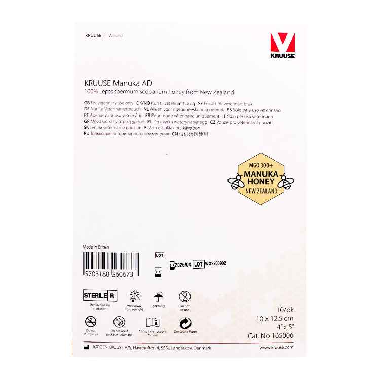 Picture of MANUKA HONEY AD DRESSING Kruuse 3.9in x 4.9in (165006) - 10/pk