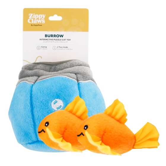 TOY CAT ZIPPY CLAWS Burrow - Fish in BowlVeterinary Curated Pet Products -  Delivered Canada-wide