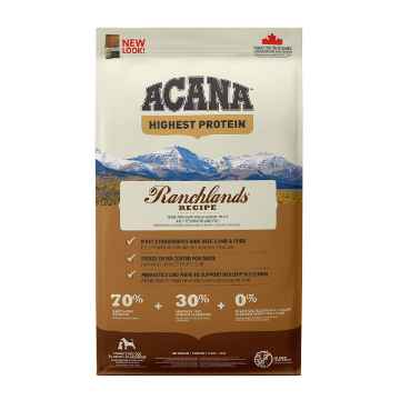 Show details for CANINE ACANA HIGHEST PROTEIN Ranchlands Recipe - 11.4kg/25lb Picture of CANINE ACANA HIGHEST PROTEIN Ranchlands Recipe - 11.4kg/25lb