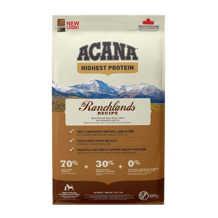 Picture of CANINE ACANA HIGHEST PROTEIN Ranchlands Recipe - 11.4kg/25lb