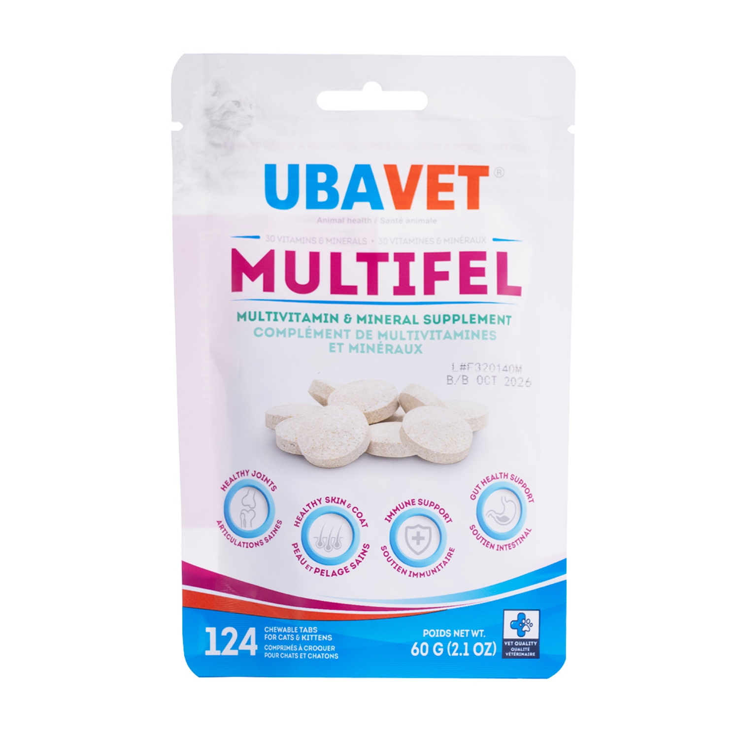 Picture of UBAVET MULTIFEL FELINE MULTIVITAMIN CHEW TABS - 124s