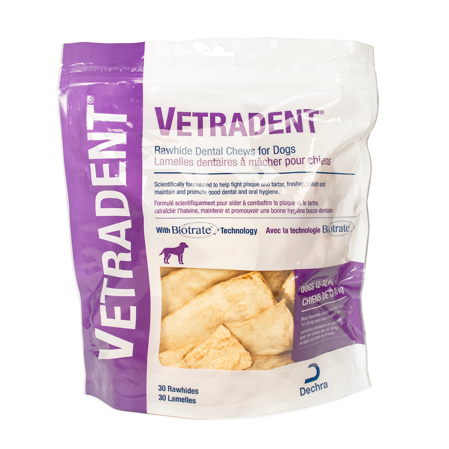 Picture of VETRADENT RAWHIDE DENTAL CHEWS LARGE BETWEEN 12kg and 30kg - 30s