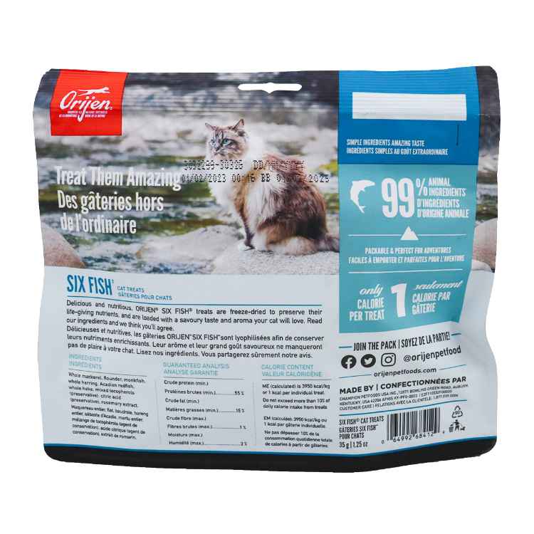 Picture of TREAT FELINE ORIJEN FREEZE DRIED Six Fish - 1.25oz/35g