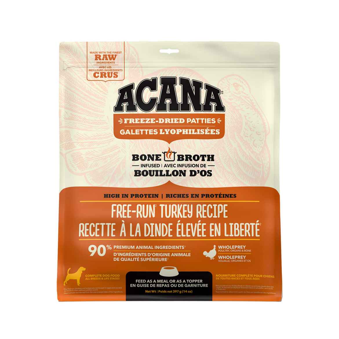 Picture of CANINE ACANA FREEZE DRIED PATTIES FREE RUN TURKEY - 397g/14oz