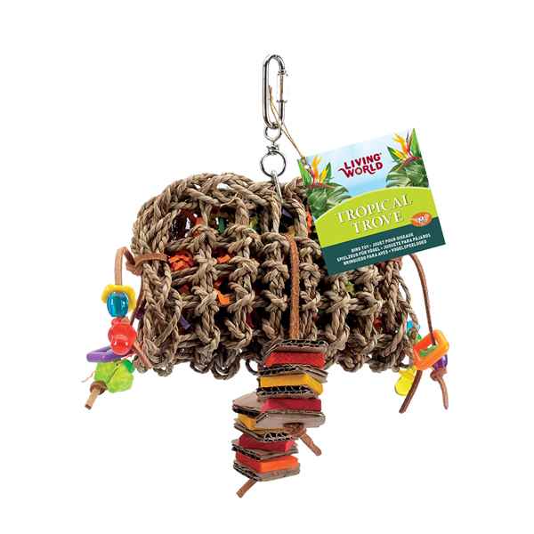 Picture of LIVING WORLD AVIAN Tropical Trove Foraging Pouch with Wood Bird Toy (81242)