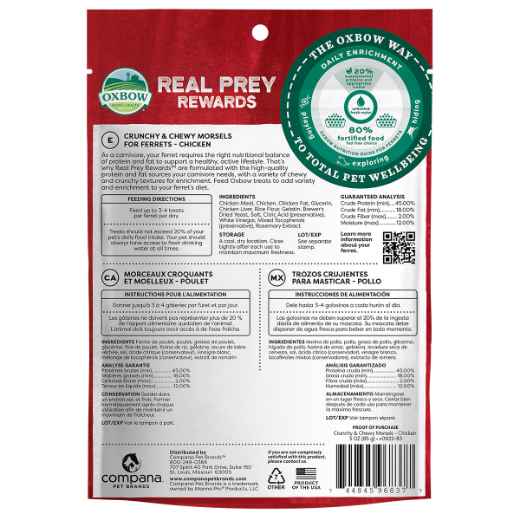 Picture of OXBOW REAL PREY REWARDS FERRET TREAT Crunchy-Chewy Chicken - 3oz