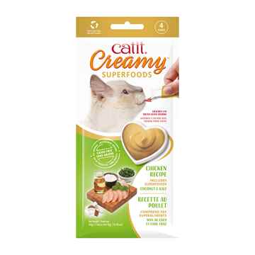 Picture of TREAT FELINE CATIT CREAMY SUPERFOOD Chicken Recipe with Coconut and Kale - 4 x 10g