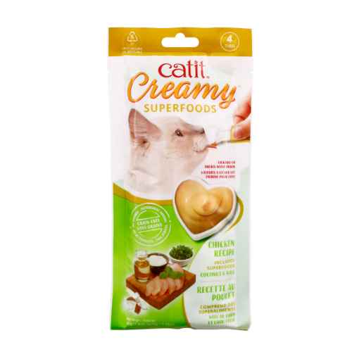 Picture of TREAT FELINE CATIT CREAMY SUPERFOOD Chicken Recipe with Coconut and Kale - 4 x 10g