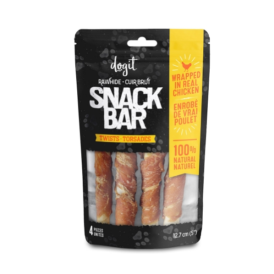 Picture of DOGIT SNACK BAR RAWHIDE Chicken-Wrapped Twists (12.7 cm/5 in) - 4/pk