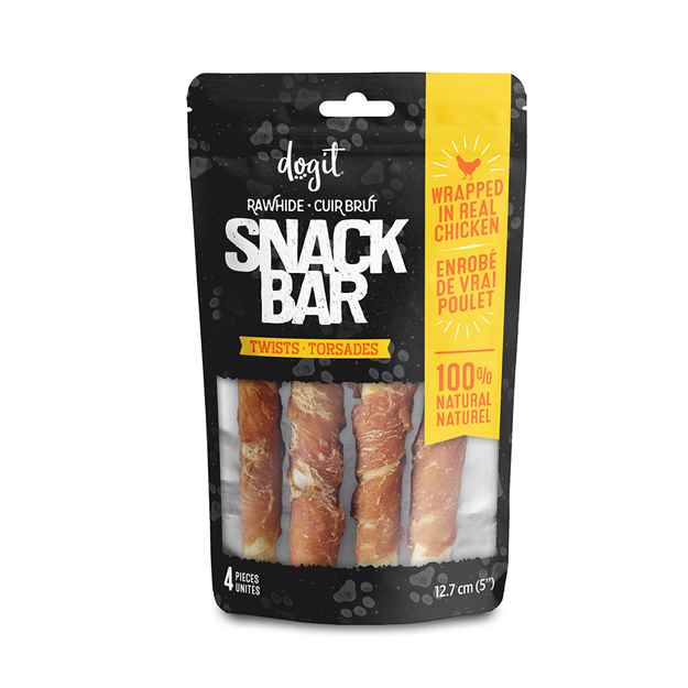 Picture of DOGIT SNACK BAR RAWHIDE Chicken-Wrapped Twists (12.7 cm/5 in) - 4/pk
