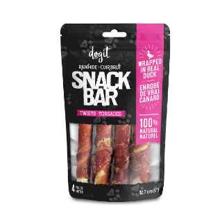 Picture of TREAT CANINE DOGIT SNACK BAR RAWHIDE Duck-Wrapped Twists (12.7 cm/5 in) - 4/pk