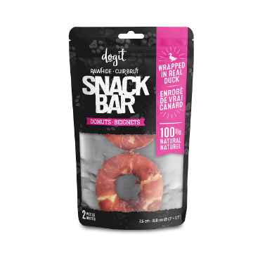 Picture of TREAT CANINE DOGIT SNACK BAR RAWHIDE Duck-Wrapped Donuts (8.8cm/3.5in) - 2/pk
