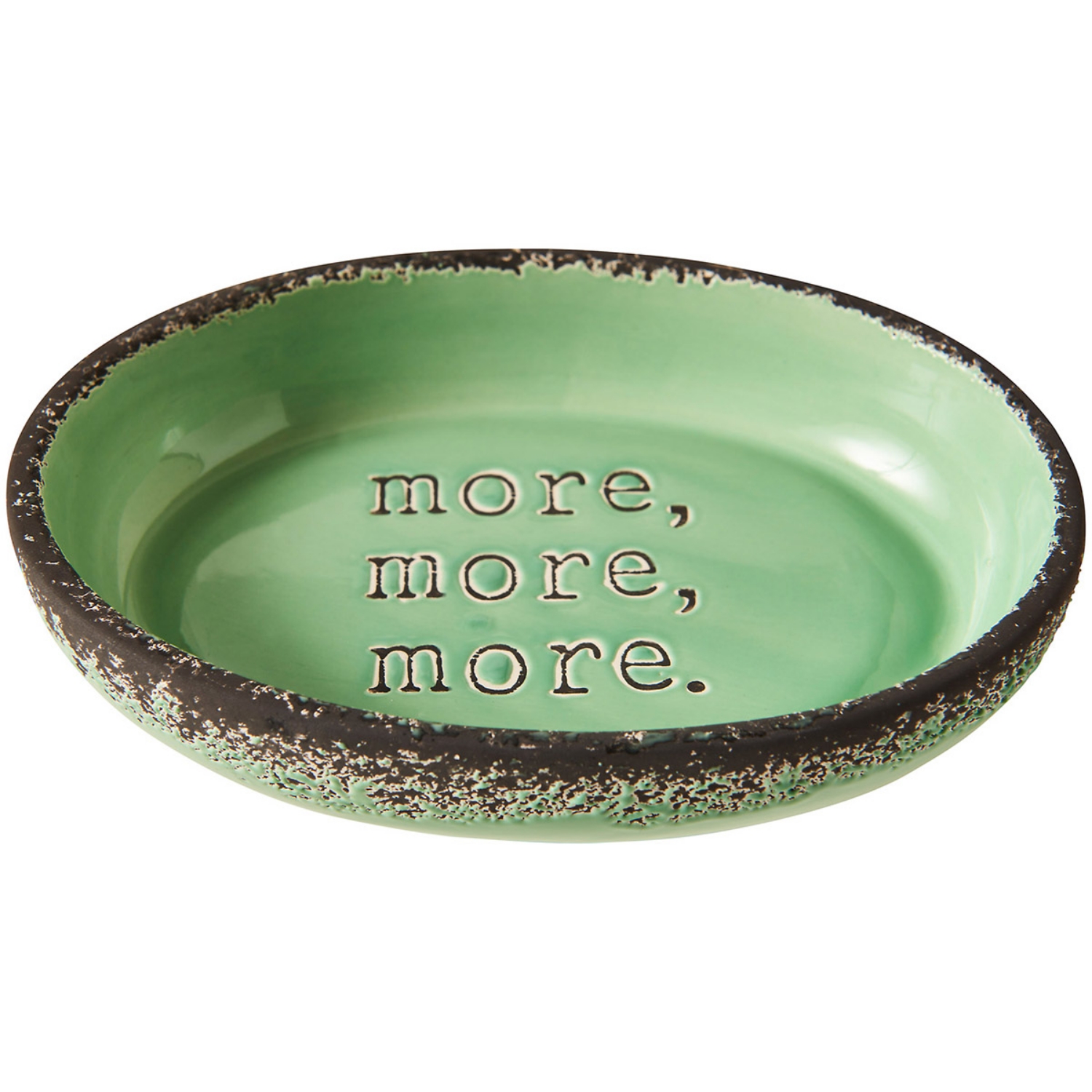 Picture of Ceramic Cat Bowl - More More More Dish - Avocado 6in