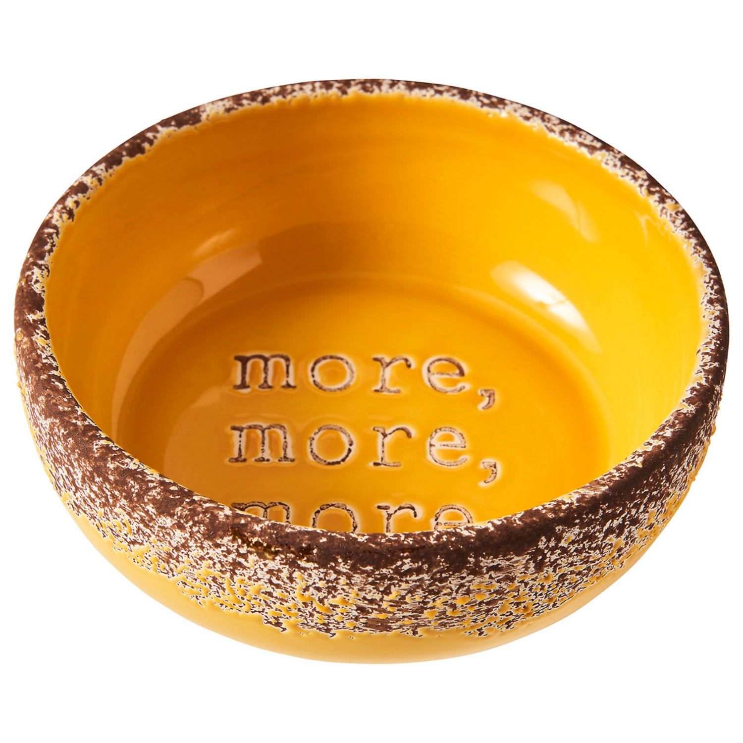 Picture of Ceramic Dog Bowl - More More More Dish - Mango 5in