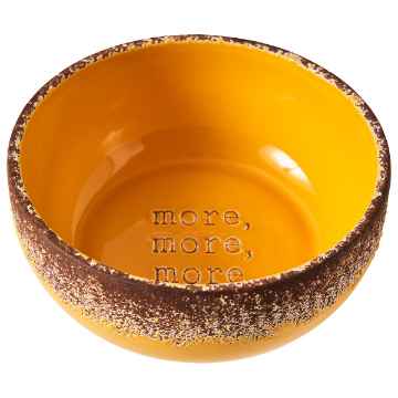 Picture of BOWL CERAMIC DOG MORE MORE MORE Dish Mango - 7in
