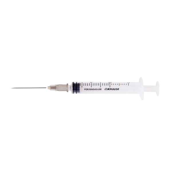 Picture of SYRINGE & NEEDLE Kruuse 2/3ml graduation 22g x 1.25in LS - 100's