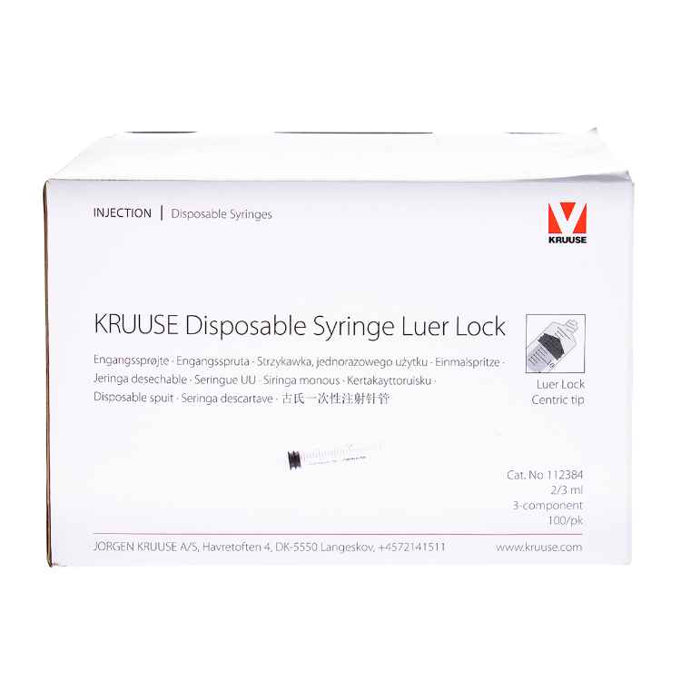 Picture of SYRINGE Kruuse Disp 2/3cc graduation Centric Tip with Luer Lock Adapter - 100s