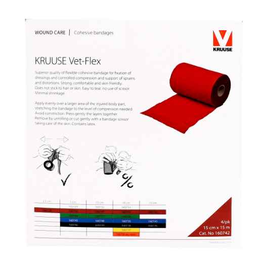 Picture of VET FLEX WRAP KRUUSE Red 15cm x 15m(160742) - 4/box