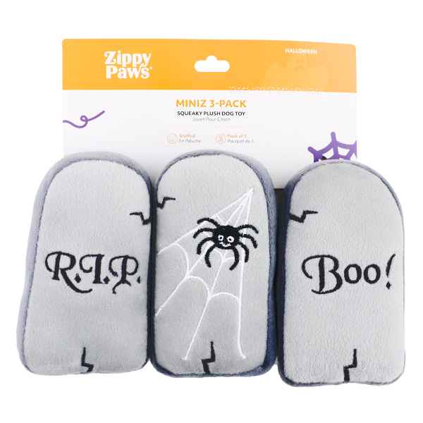 Picture of HALLOWEEN TOY CANINE ZIPPYPAW MINIZ Tombstone Pack - 3/pk