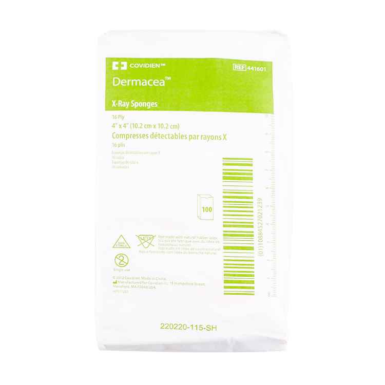 Picture of DERMACEA XRAY DETECTABLE SPONGE 16ply 4in x 4in - 100s 