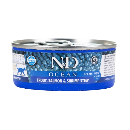 Picture of FELINE FARMINA N&D Trout,Salmon & Shrimp Stew - 24 x 2.5oz/70g cans