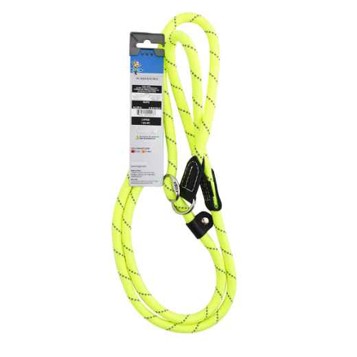 Picture of LEAD CANINE ROGZ ROPE LONG MOXON Dayglo Yellow - 1/2in x 6ft