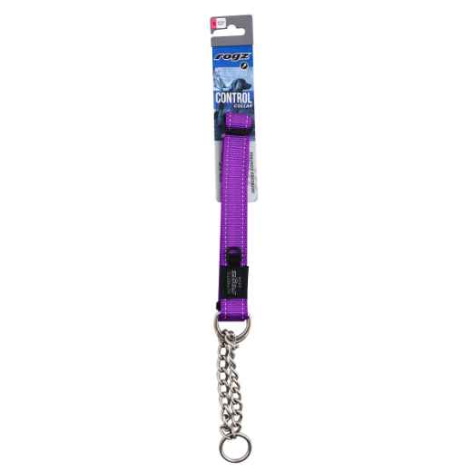 Picture of COLLAR CANINE ROGZ LUMBERJACK OBEDIENCE HALF CHECK Purple - 1in x 18-27.5in