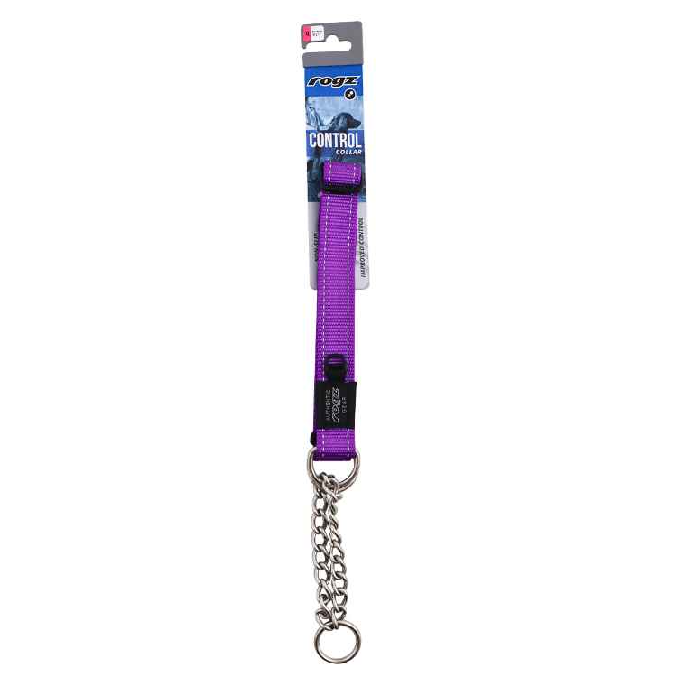 Picture of COLLAR CANINE ROGZ LUMBERJACK OBEDIENCE HALF CHECK Purple - 1in x 18-27.5in