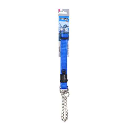 Picture of COLLAR CANINE ROGZ LUMBERJACK OBEDIENCE HALF CHECK Blue - 1in x 18-27.5in