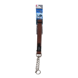 Picture of COLLAR CANINE ROGZ LUMBERJACK OBEDIENCE HALF CHECK Chocolate - 1in x 18-27.5in
