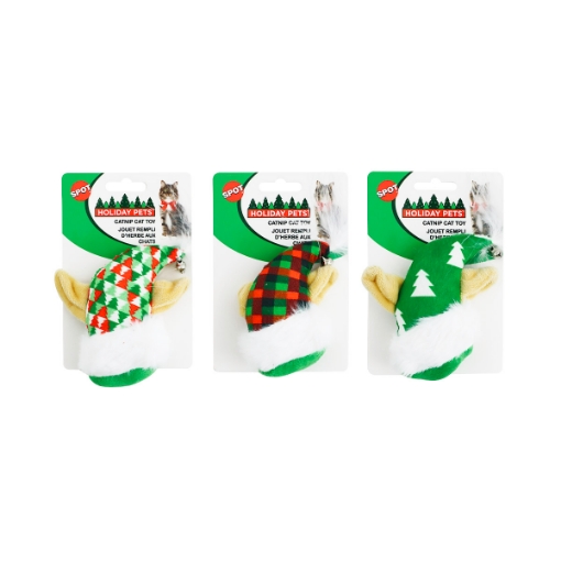 Picture of XMAS HOLIDAY FELINE SPOT CAT CATNIP ELF HAT Assorted - 4in 