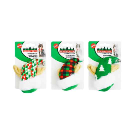 Picture of XMAS HOLIDAY FELINE SPOT CAT CATNIP ELF HAT Assorted - 4in 