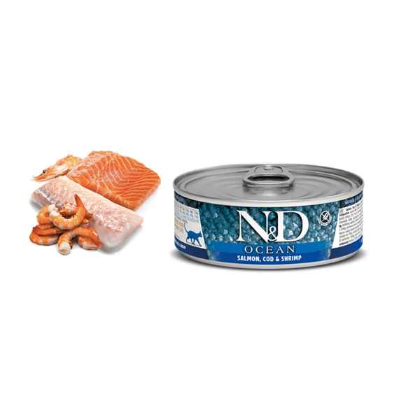 Picture of FELINE FARMINA N&D Salmon,Cod&Shrimp Stew - 24 x 2.5oz/70g cans
