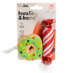 Picture of XMAS HOLIDAY FELINE Huxley & Kent Lit Donut & Peppermint Candy Catnip Toy - 2/pk 