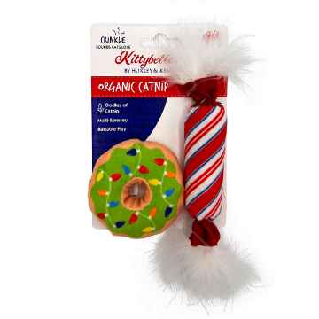 Picture of XMAS HOLIDAY FELINE Kittybelles Lit Donut & Peppermint Candy Catnip Toy - 2/pk 