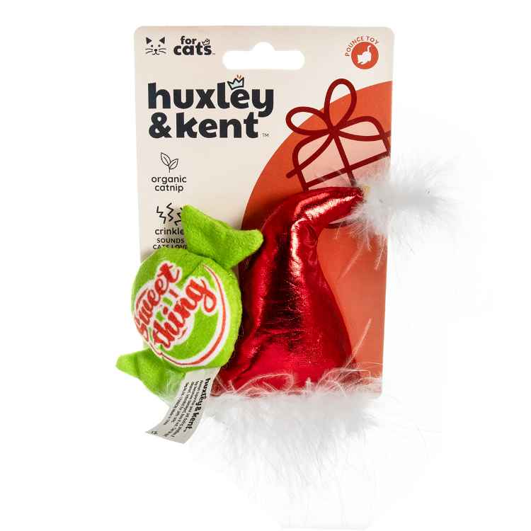 Picture of XMAS HOLIDAY FELINE Huxley & Kent Santa Hat & Sweet Thing Candy Catnip Toy - 2/pk 