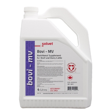 Show details for BOVI-MV NUTRITIONAL SUPPLEMENT for CATTLE - 4lt Picture of BOVI-MV NUTRITIONAL SUPPLEMENT for CATTLE - 4lt