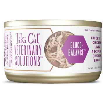 Picture of FELINE TIKI CAT VET-SOLUTIONS GLUCO-BALANCE Shredded Chicken&Chicken Liver - 18 x 2.8oz cans