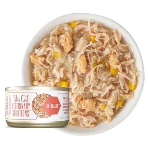 Picture of FELINE TIKI CAT VET-SOLUTIONS GI HEALTH Shredded Chicken,Egg&Pumpkin - 18 x 2.8oz cans