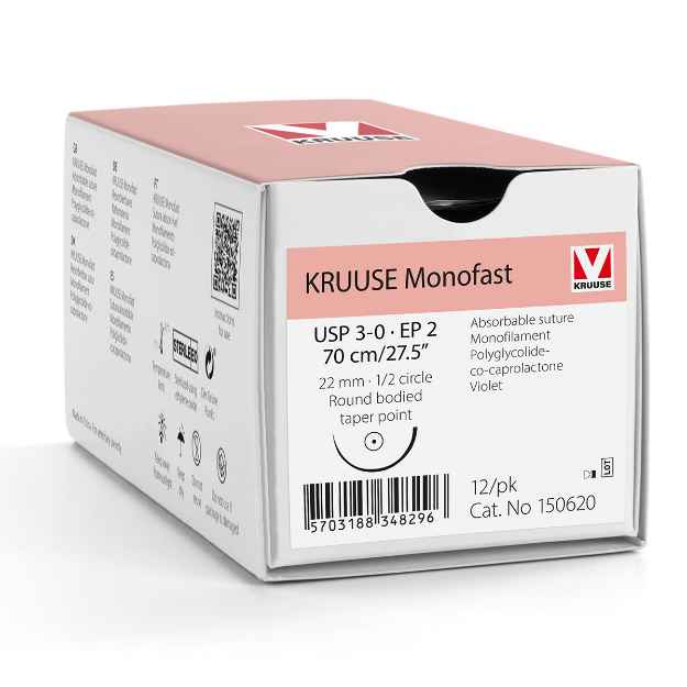Picture of MONOFAST PLUS SUTURE 3/0 - 3/8 circle RC 22mm Ndl Violet 70cm L - 12/box