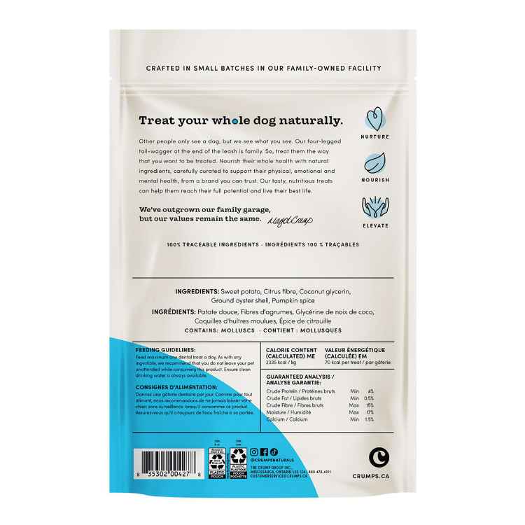 Picture of CRUMPS NATURALS DOG PLAQUE BUSTERS Pumpkin 7in  - 30/pk