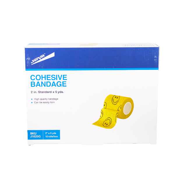 Picture of COHESIVE BANDAGE JorWrap Yellow w/ Smiley Faces (J1625G) 2in x 5yards - 12/box