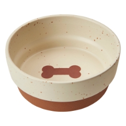 Picture of Bowl Stoneware Dog Sedona Dish Chestnut Brown - 5in
