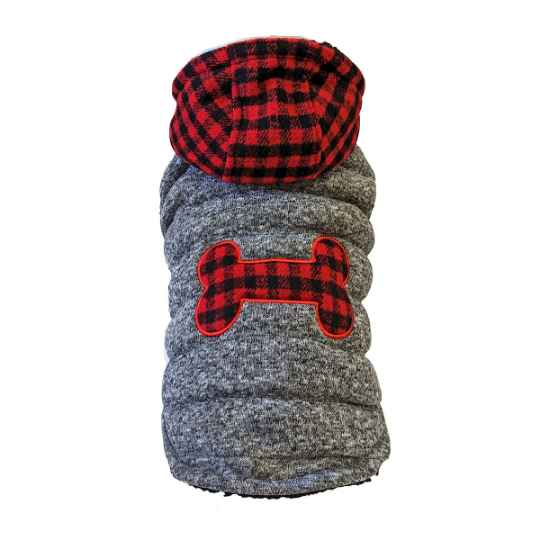 Picture of COAT CANINE BUFFALO PLAID Gray - X Small